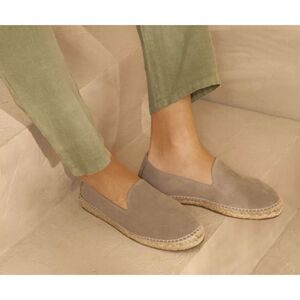 Manebi Suede Hamptons Flat Espadrilles in Gray Size 45 NWOB